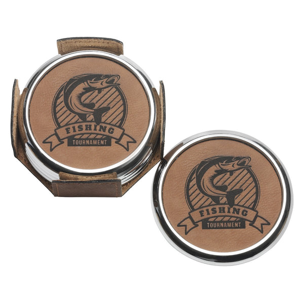 Coaster Set Rawhide & Metal