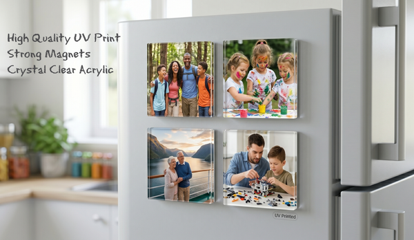 Custom Magnetic Acrylic Photo Blocks – Set of 4 (8cm x 8cm)
